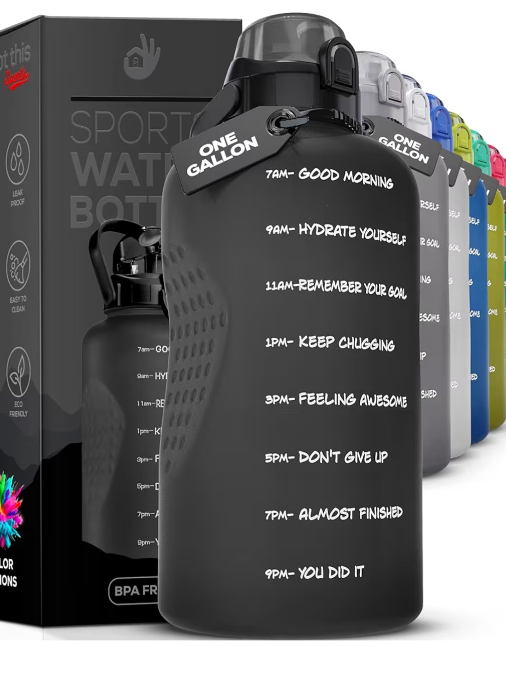 You Got This- Motivational One Gallon Gradient Water Bottle - Black 
NWT